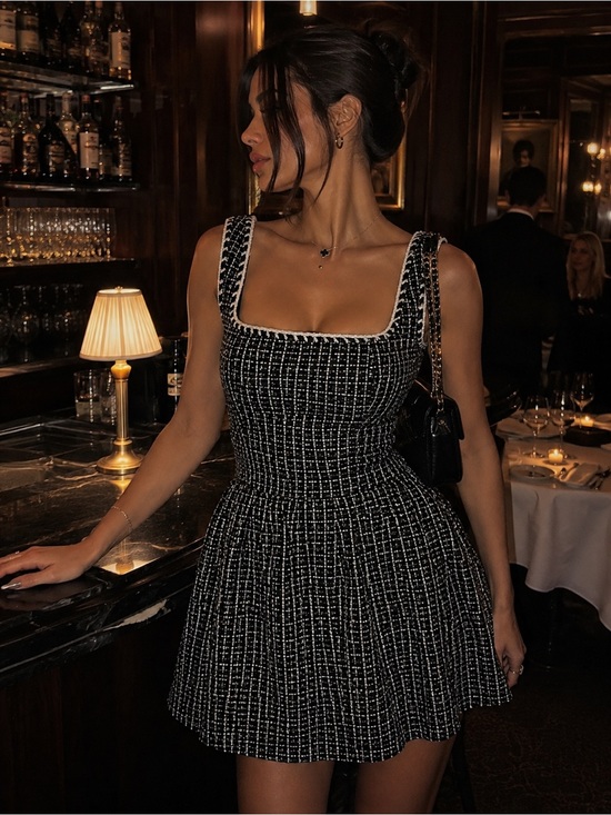 Cider Dresses & Skirts - ✨ CIDER Tweed U-Neckline Solid Mini Dress ✨